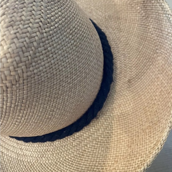 ALESSANDRA RIVERA STRAW HAT - NATURAL BLACK ROPE DETAIL CHIC DESIGNER - SMALL - Picture 6 of 9